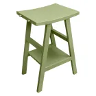 Meuble de salle de bain autoportant avec finition en teck et grande étagère verte - Raomi Viadurini