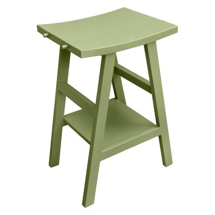 Meuble de salle de bain autoportant avec finition en teck et grande étagère verte - Raomi Viadurini