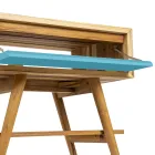 Meuble de salle de bain bleu à poser au sol en teck naturel avec tiroir coloré - Gatien Viadurini