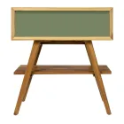 Meuble de salle de bain avec finition en bois et commode de couleur verte - Gatien Viadurini