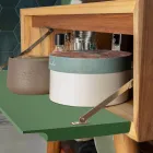 Meuble de salle de bain avec finition en bois et commode de couleur verte - Gatien Viadurini