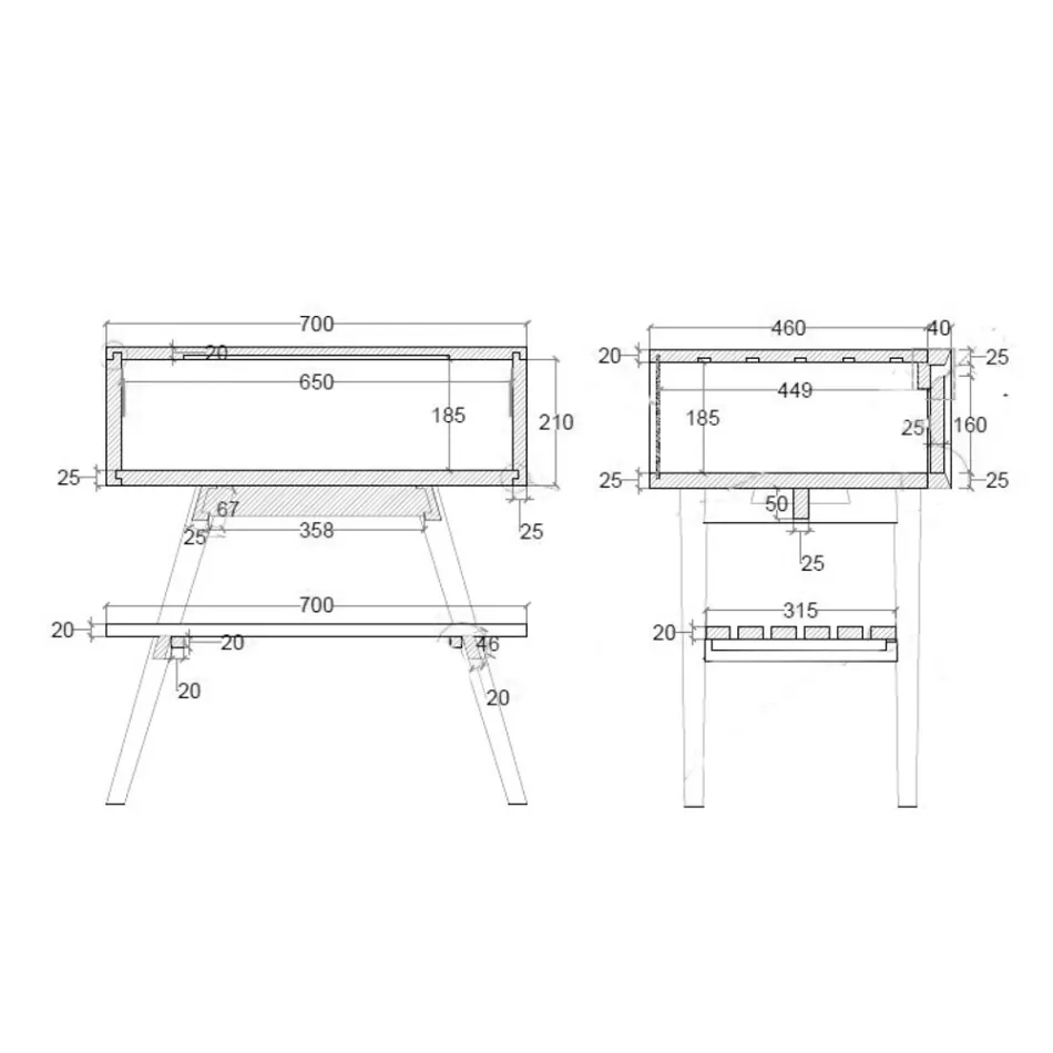 Meuble de salle de bain avec finition en bois et commode de couleur verte - Gatien Viadurini