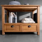 Meuble de salle de bain autoportant en teck avec deux tiroirs - Frangipanier Viadurini