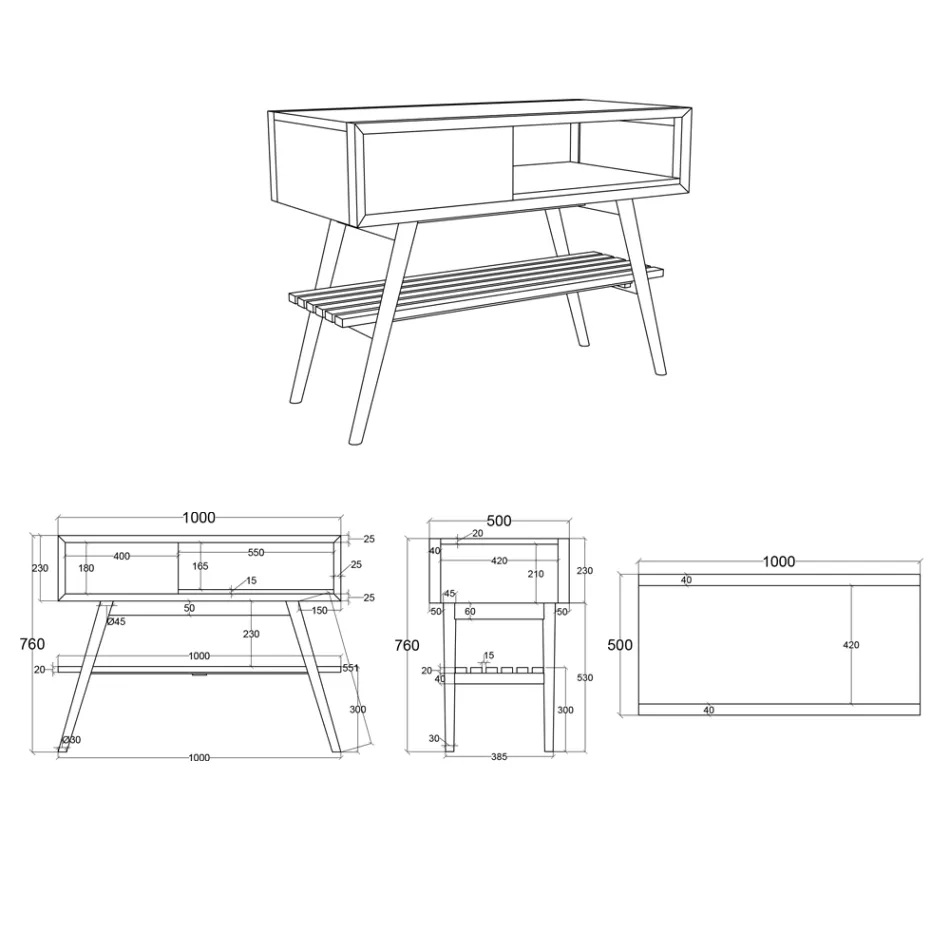 Meuble de salle de bain jaune moderne avec grande étagère et commode - Benoit Viadurini