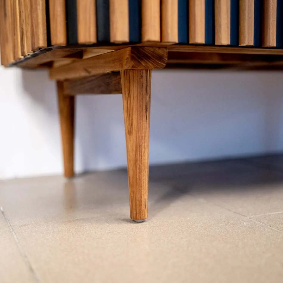 Meuble de salle de bain fait main en teck massif et acajou - Heliconia Viadurini