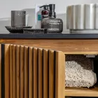 Meuble de salle de bain fait main en teck massif et acajou - Heliconia Viadurini