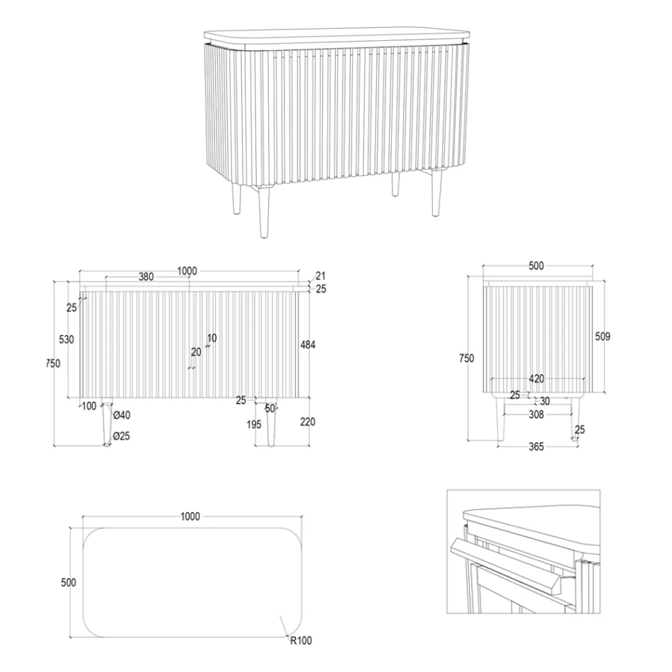 Meuble de salle de bain fait main en teck massif et acajou - Heliconia Viadurini