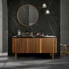 Meuble de salle de bain fait main en teck massif et acajou - Heliconia Viadurini