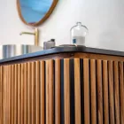 Meuble de salle de bain fait main en teck massif et acajou - Heliconia Viadurini