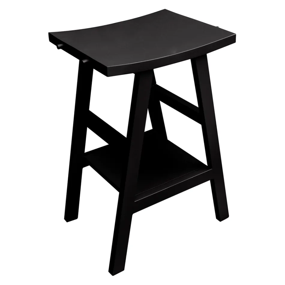 Meuble de salle de bain moderne en teck avec dessus semi-incurvé noir - Raomi Viadurini