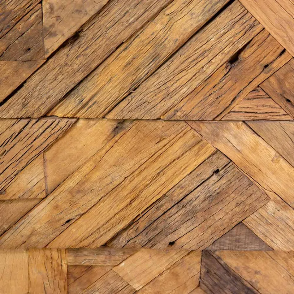 Meuble de salon en métal noir avec 3 tiroirs en bois - Wreck Viadurini