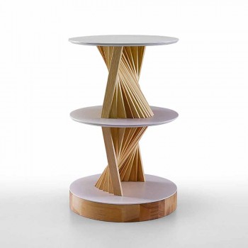 Meuble design en bois avec étagères rondes en grès Made in Italy - Aspide