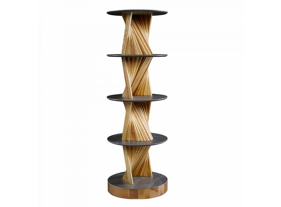 Meuble design en bois avec étagères rondes en grès Made in Italy - Aspide