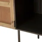 Meuble en Bois de Sapin et Fer Gris avec 3 Tiroirs et 2 Portes - Cooper Viadurini