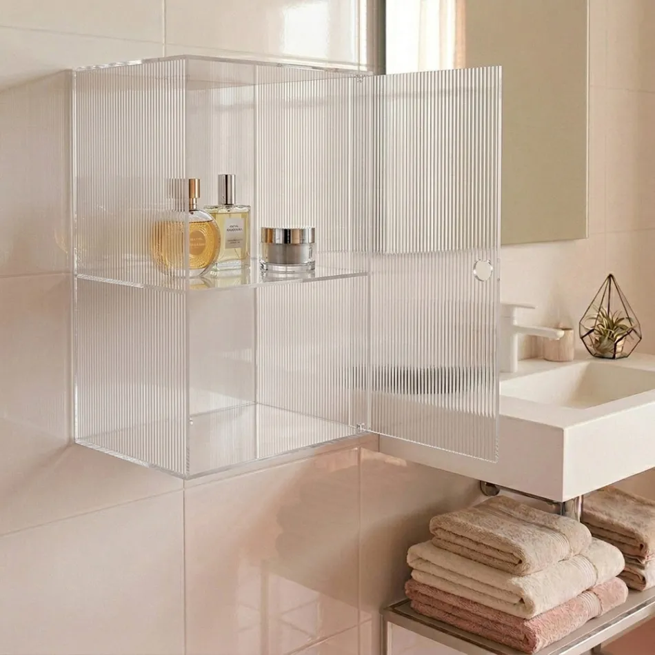 Armoire de salle de bain murale en plexiglas, disponible en 4 coloris, fabriquée en Italie - Ligea Viadurini