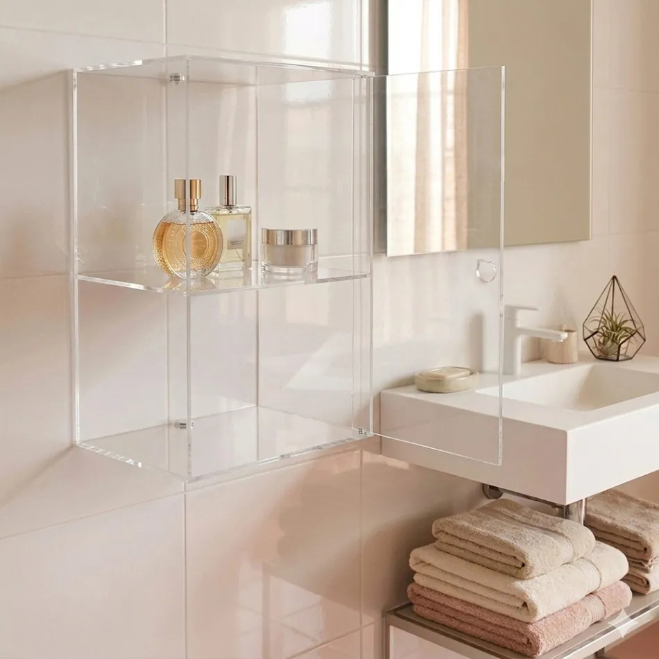 Armoire de salle de bain murale en plexiglas, disponible en 4 coloris, fabriquée en Italie - Ligea Viadurini
