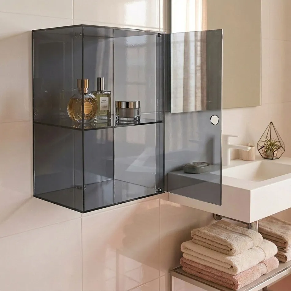 Armoire de salle de bain murale en plexiglas, disponible en 4 coloris, fabriquée en Italie - Ligea Viadurini