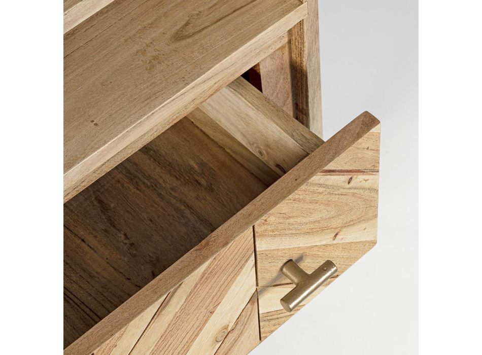 Bibliothèque de salon en bois d'acacia et tiroir Homemotion - Auriel Viadurini