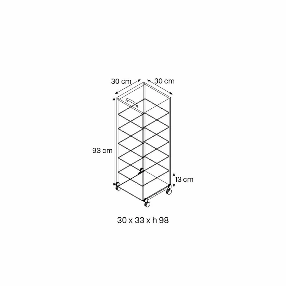 Armoire polyvalente avec roues en verre transparent avec 3,6,8 ou 10 étagères - Versatilio Viadurini