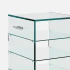 Armoire polyvalente avec roues en verre transparent avec 3,6,8 ou 10 étagères - Versatilio Viadurini