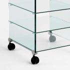 Armoire polyvalente avec roues en verre transparent avec 3,6,8 ou 10 étagères - Versatilio Viadurini
