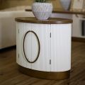 Meuble ovale en bois avec plateau et inserts arrondis avec 2 portes - Rachel
