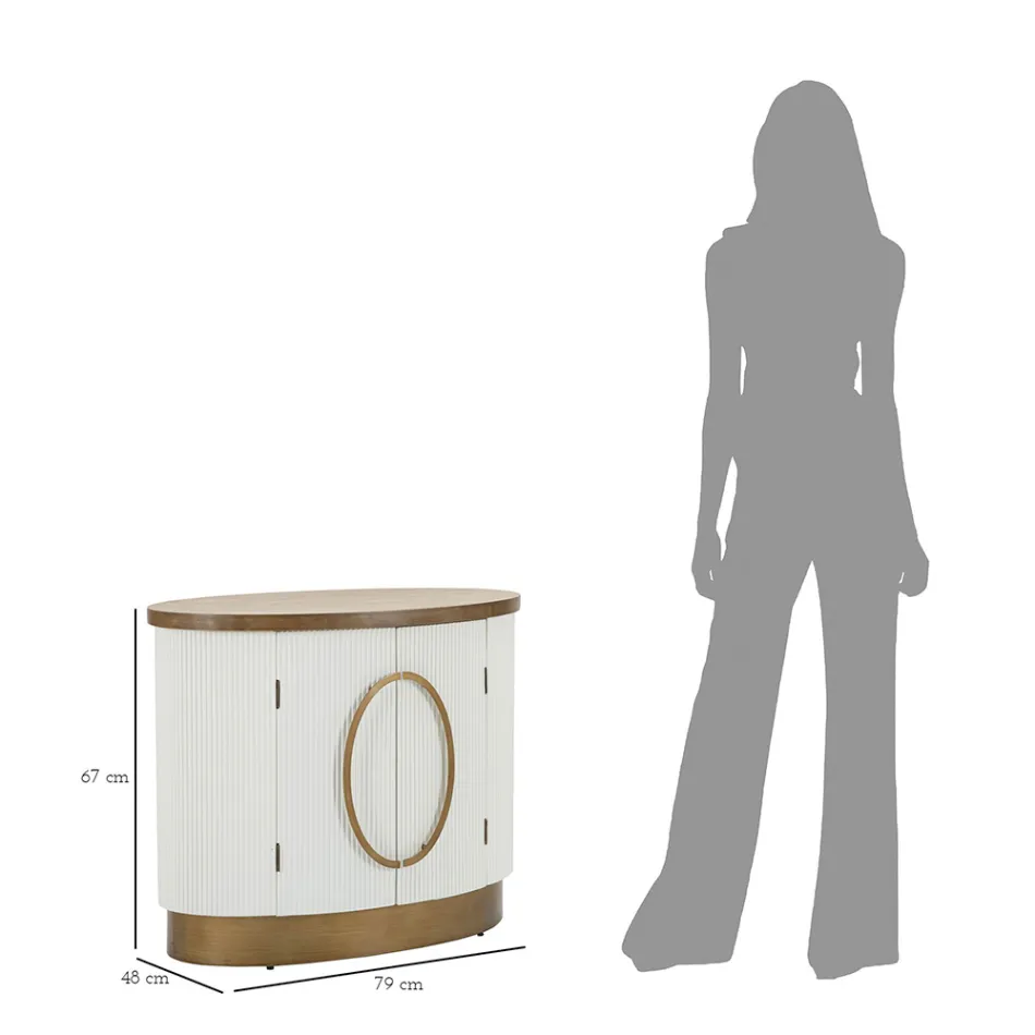 Meuble ovale en bois avec plateau et inserts arrondis avec 2 portes - Rachel Viadurini