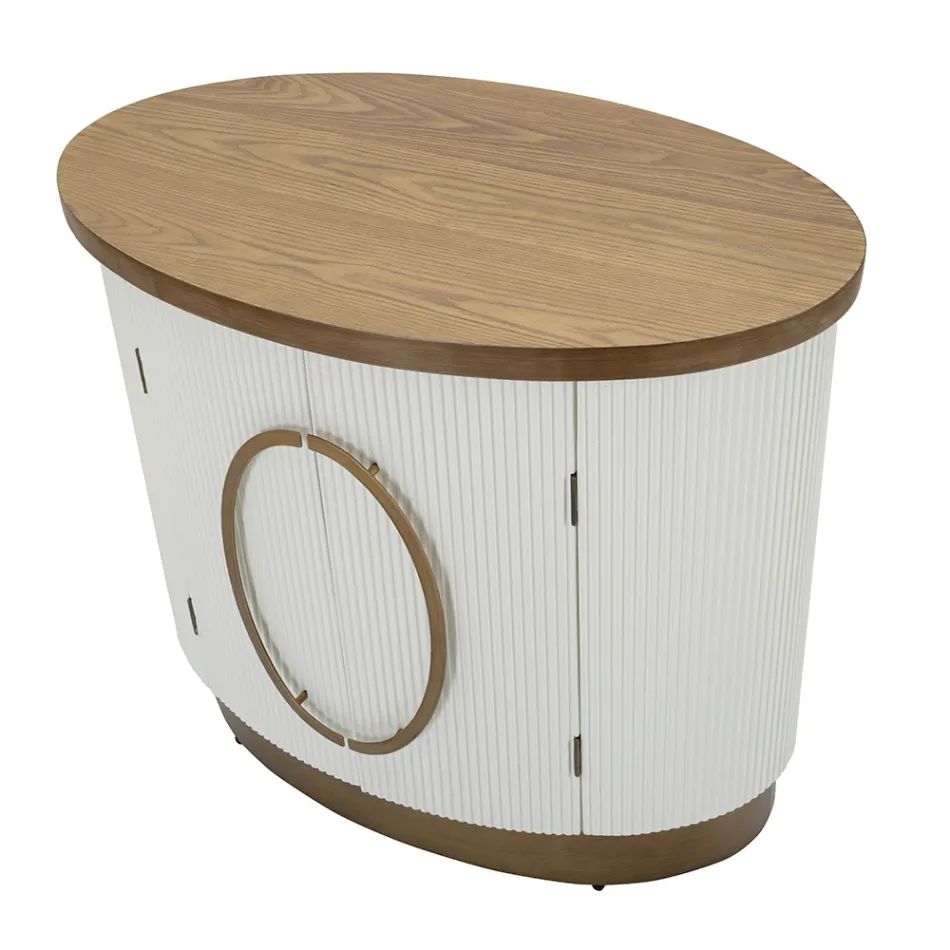 Meuble ovale en bois avec plateau et inserts arrondis avec 2 portes - Rachel Viadurini