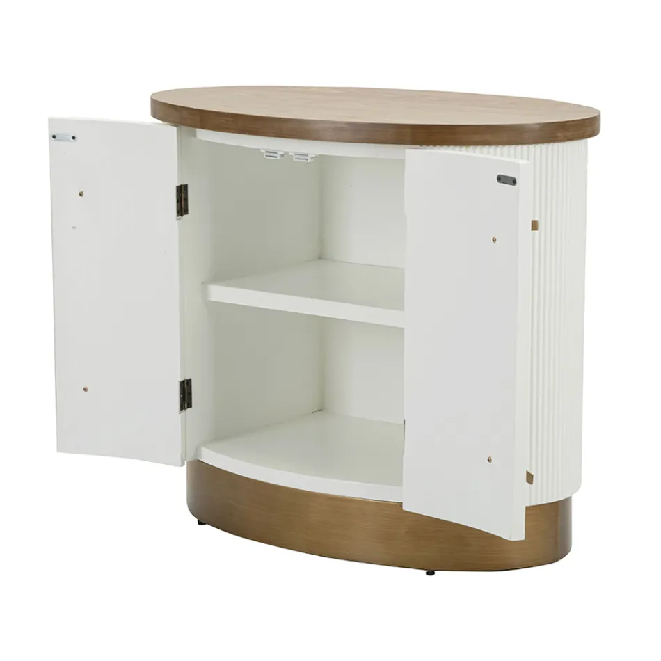 Meuble ovale en bois avec plateau et inserts arrondis avec 2 portes - Rachel Viadurini