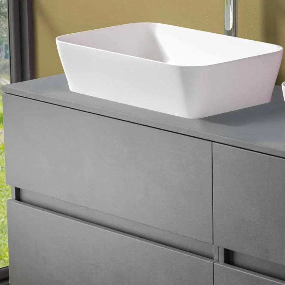 Meuble de salle de bain suspendu avec double vasque à poser - Mandrillo Viadurini