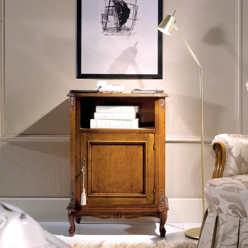 Support de téléphone classique en bois avec porte Made in Italy - Richard Viadurini