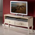 Meuble TV classique en bois blanc et noyer Made in Italy - Katerine