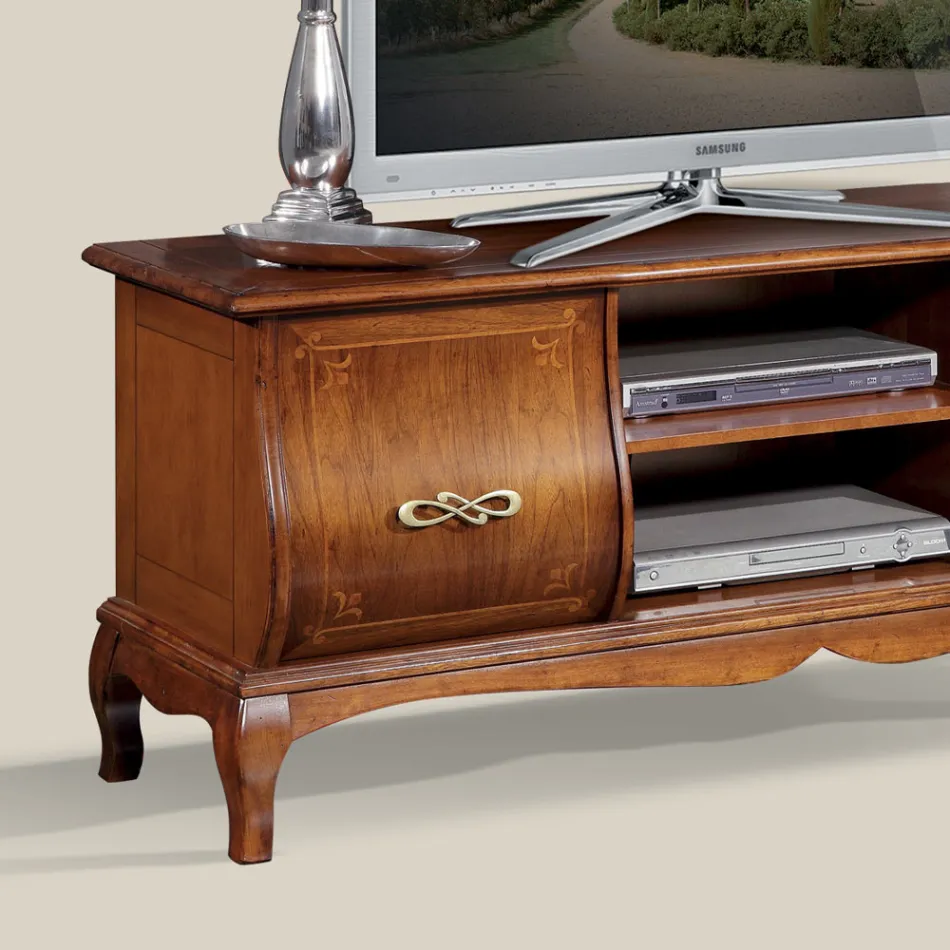 Meuble TV classique en bois avec incrustations Made in Italy - Hastings Viadurini