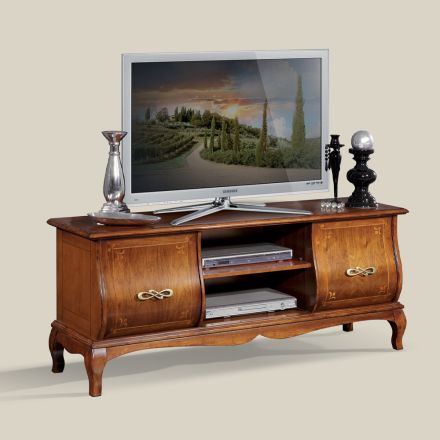 Meuble TV classique en bois avec incrustations Made in Italy - Hastings Viadurini