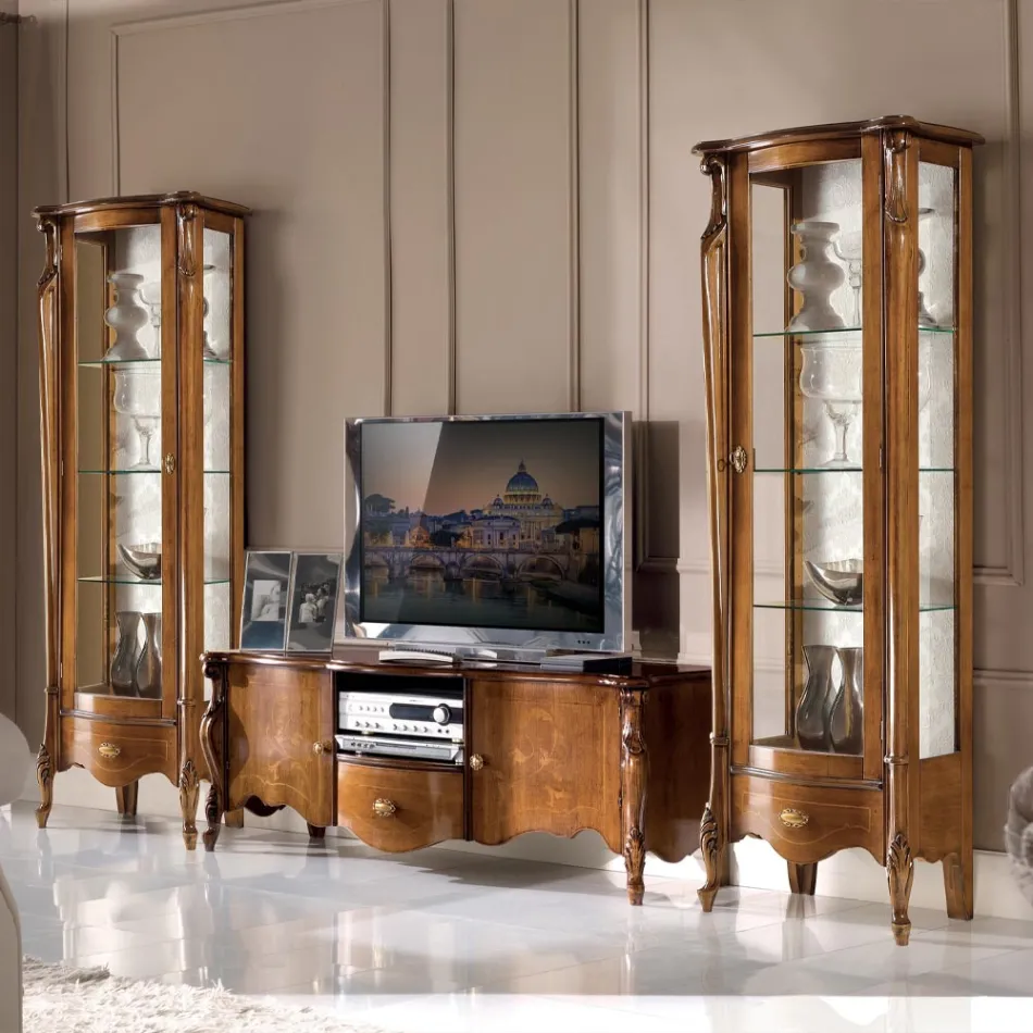 Meuble TV avec 2 portes et tiroir en bois Made in Italy - Caligola Viadurini