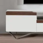 Meuble TV avec 2 portes en finition Canaletto et blanc Made in Italy - Kari Viadurini