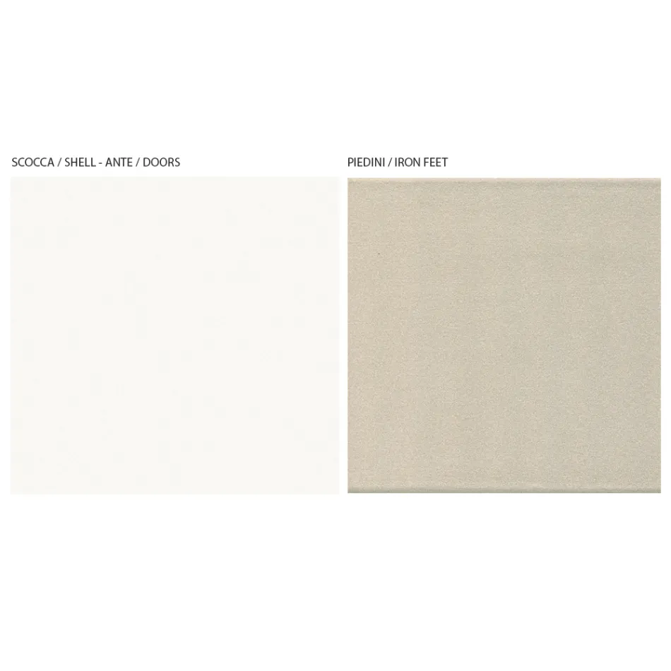 Meuble TV avec 2 portes en finition Canaletto et blanc Made in Italy - Kari Viadurini