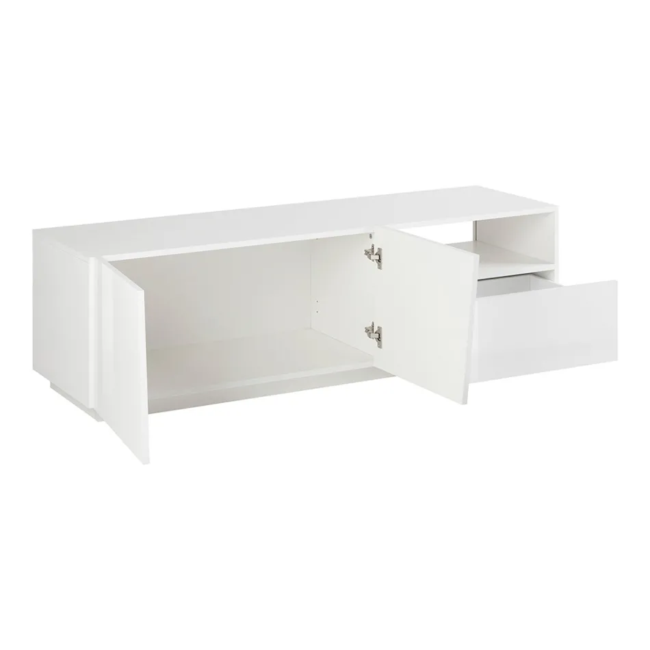 Meuble TV avec 2 portes, un tiroir et un compartiment ouvert Made in Italy - Popilio Viadurini