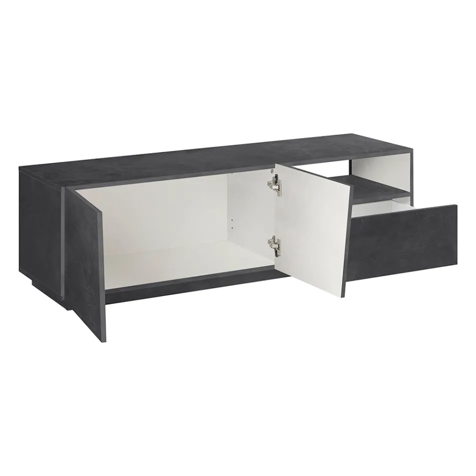 Meuble TV avec 2 portes, un tiroir et un compartiment ouvert Made in Italy - Popilio Viadurini