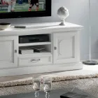 Meuble TV avec 2 compartiments ouverts et 2 portes laquées blanches fabriqué en Italie - Atai Viadurini