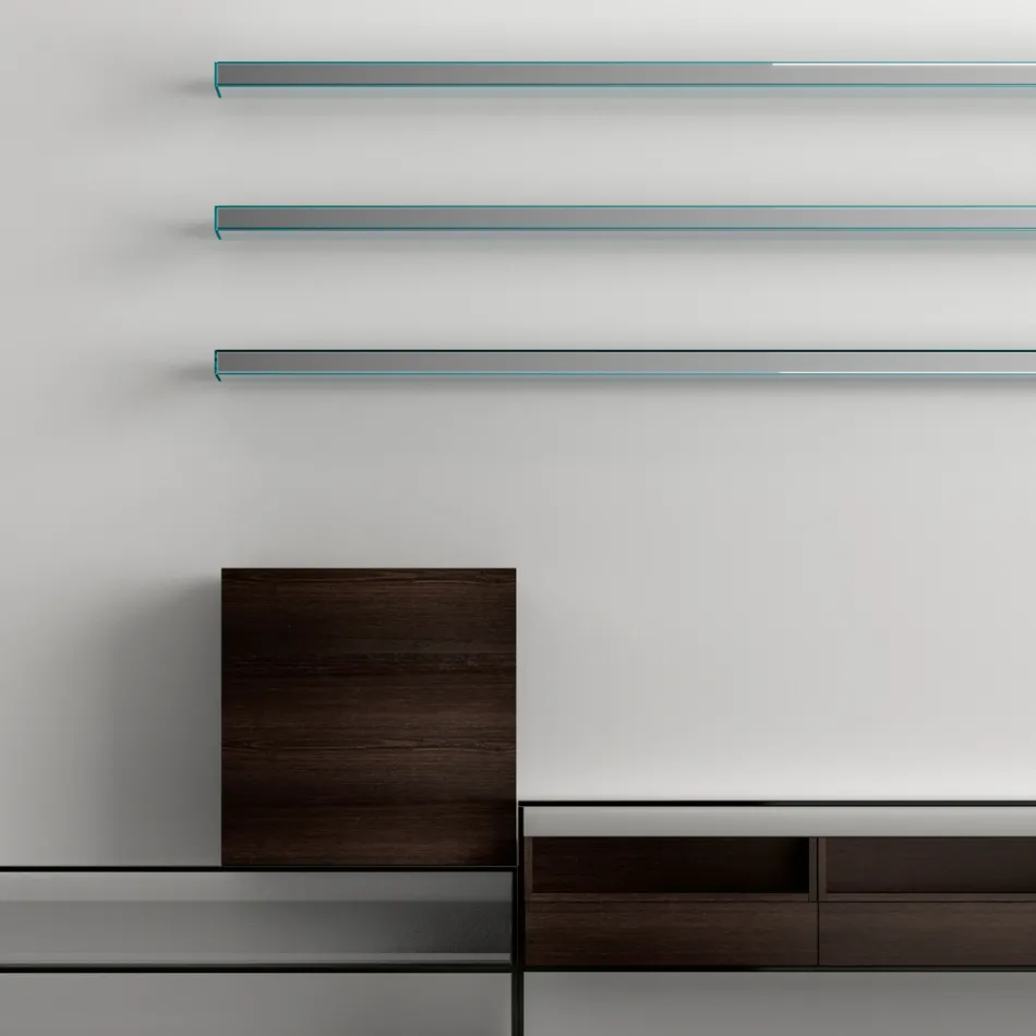 Meuble TV avec 3 étagères et conteneur à charnière Made in Italy - Roman Viadurini