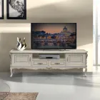Meuble TV de luxe en bois blanc et argenté Made in Italy - Cheverny Viadurini