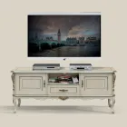 Meuble TV de luxe en bois blanc et argenté Made in Italy - Cheverny Viadurini
