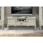 Meuble TV de luxe en bois blanc et argenté Made in Italy - Cheverny Viadurini