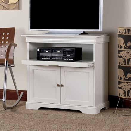 Meuble TV en bois blanc avec plateau pivotant fabriqué en Italie - Aplu Viadurini