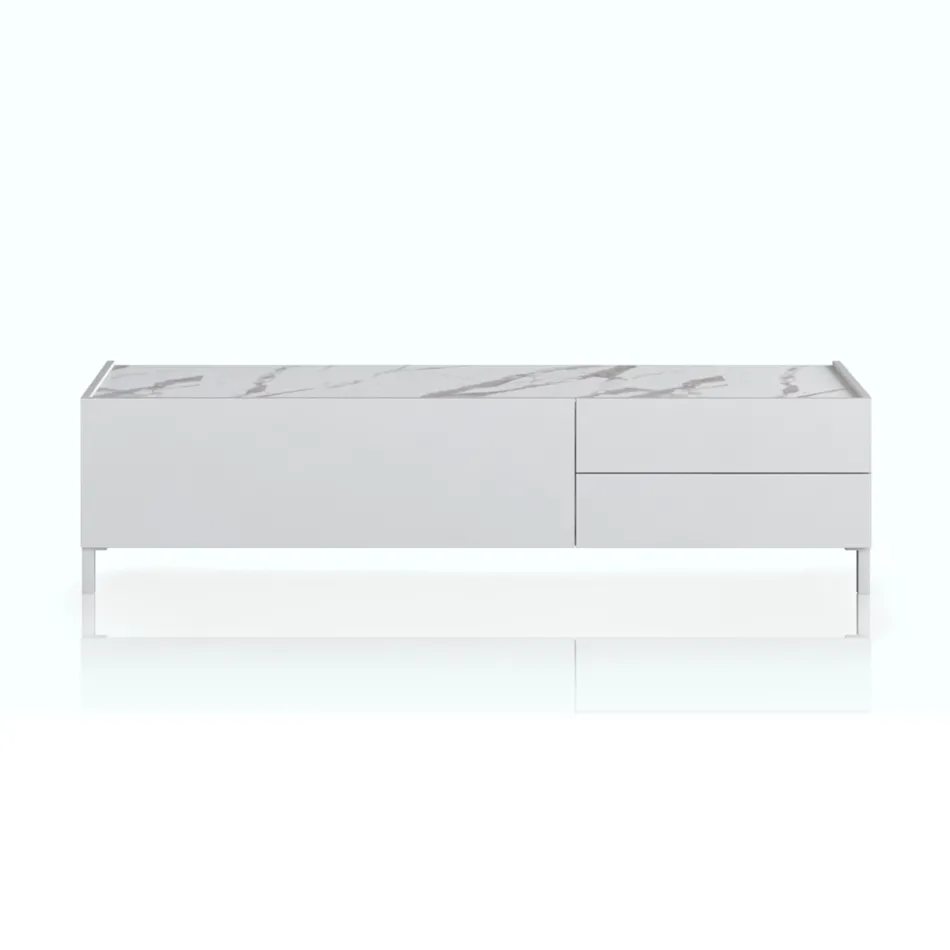 Meuble TV en bois avec 1 porte et 2 tiroirs - Tantalo Viadurini