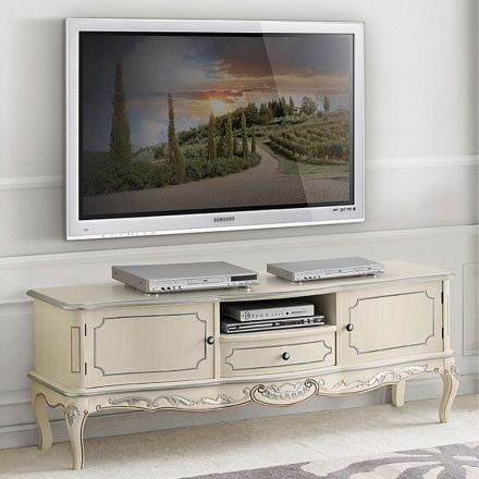 Meuble TV en bois avec pieds de style classique Made in Italy - Chantilly Viadurini
