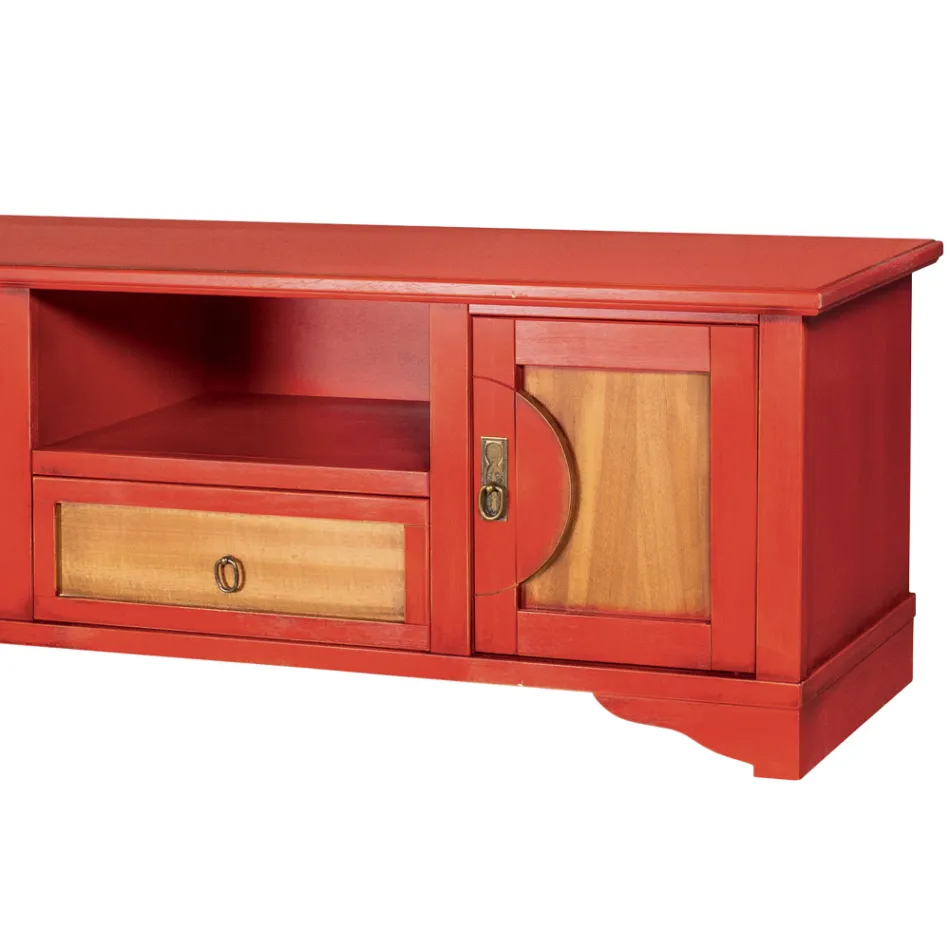 Meuble TV en bois plaqué avec différentes finitions fabriqué en Italie - Purusha Viadurini