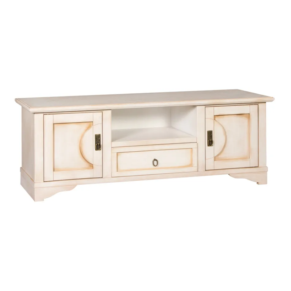 Meuble TV en bois plaqué avec différentes finitions fabriqué en Italie - Purusha Viadurini