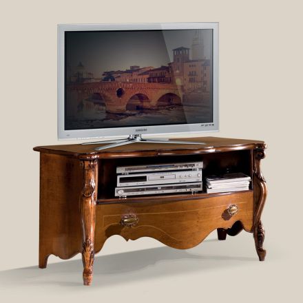 Meuble TV en noyer Bassano avec tiroir Made in Italy - Commodo Viadurini